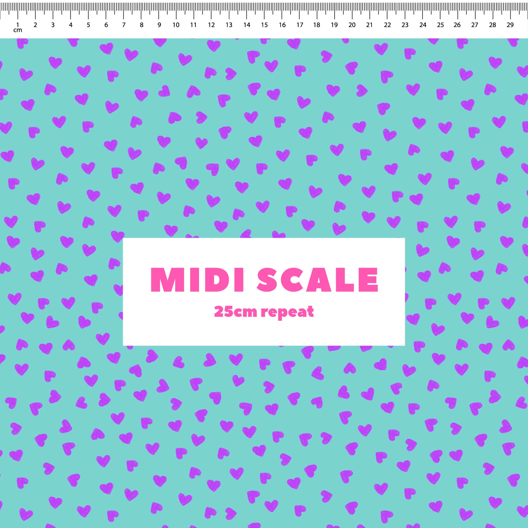 Preorder: Tiny Hearts (Purple on Teal)