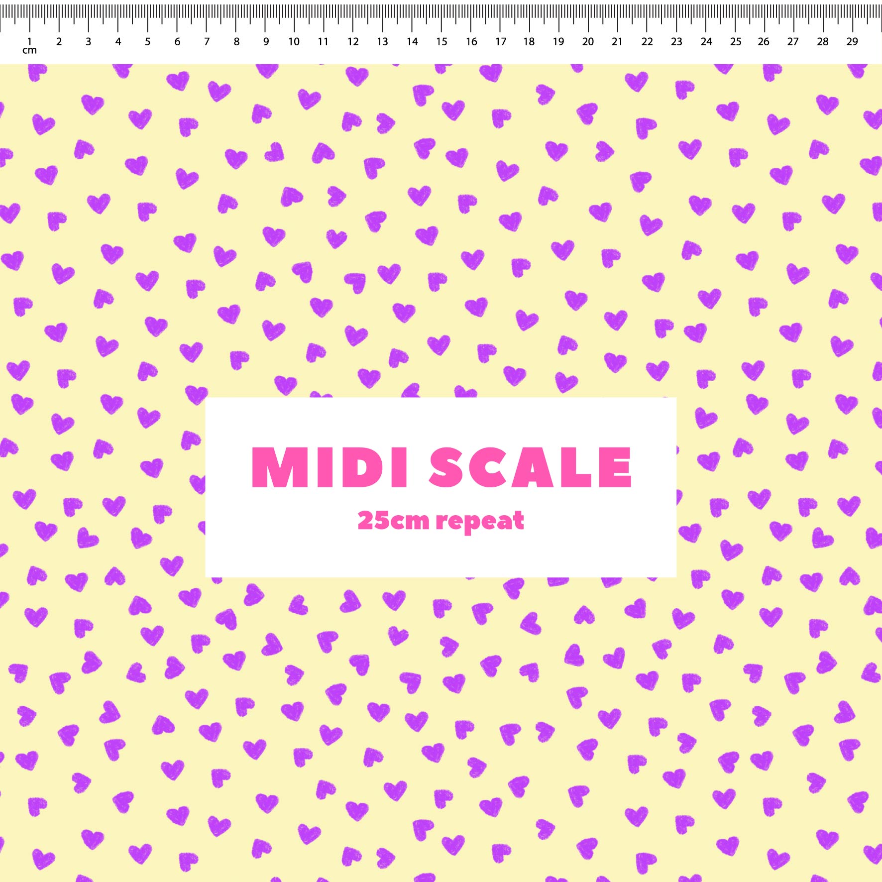 Preorder: Tiny Hearts (Purple on Yellow)