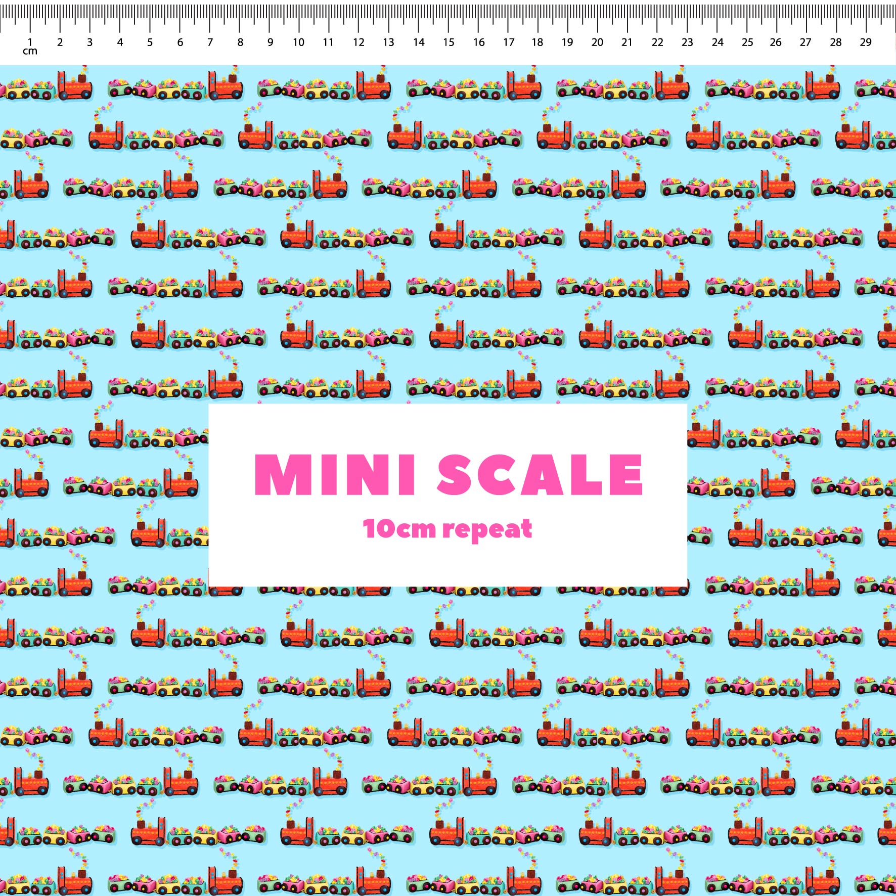 Preorder Fabric: Choo Choo Train Cake (Blue)