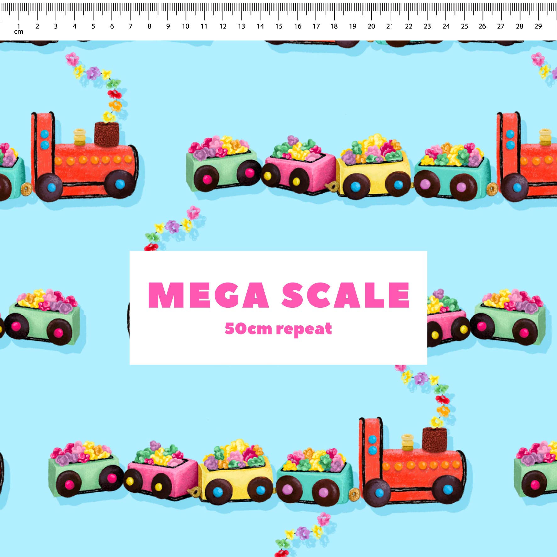 Choo Choo Train Cake (Blue) - 1.8m - Cotton Woven - Mega Scale