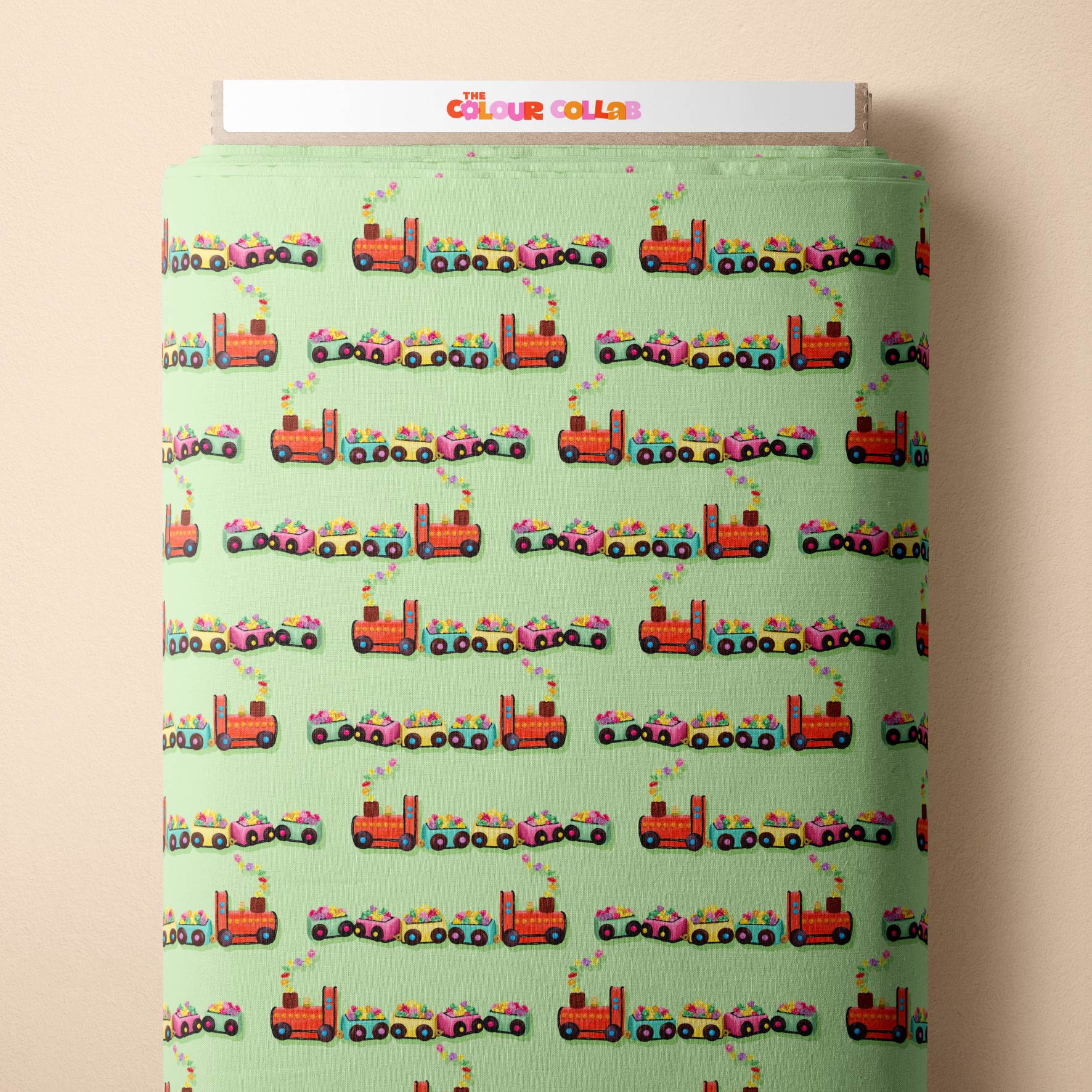 Preorder Fabric: Choo Choo Train Cake (Green)