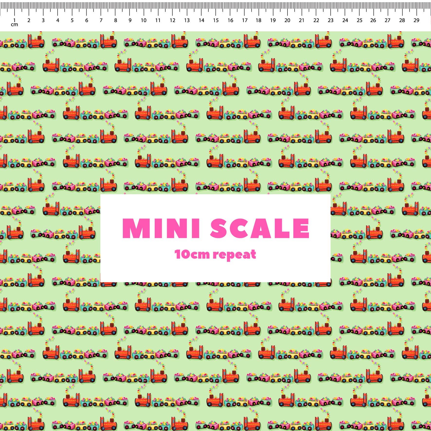Preorder Fabric: Choo Choo Train Cake (Green)