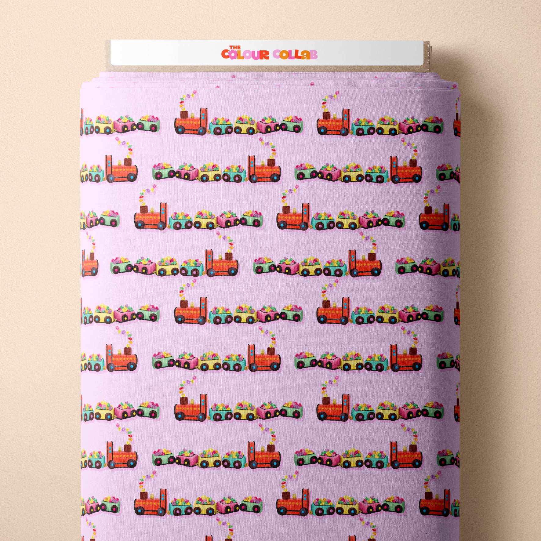 Preorder Fabric: Choo Choo Train Cake (Pink)