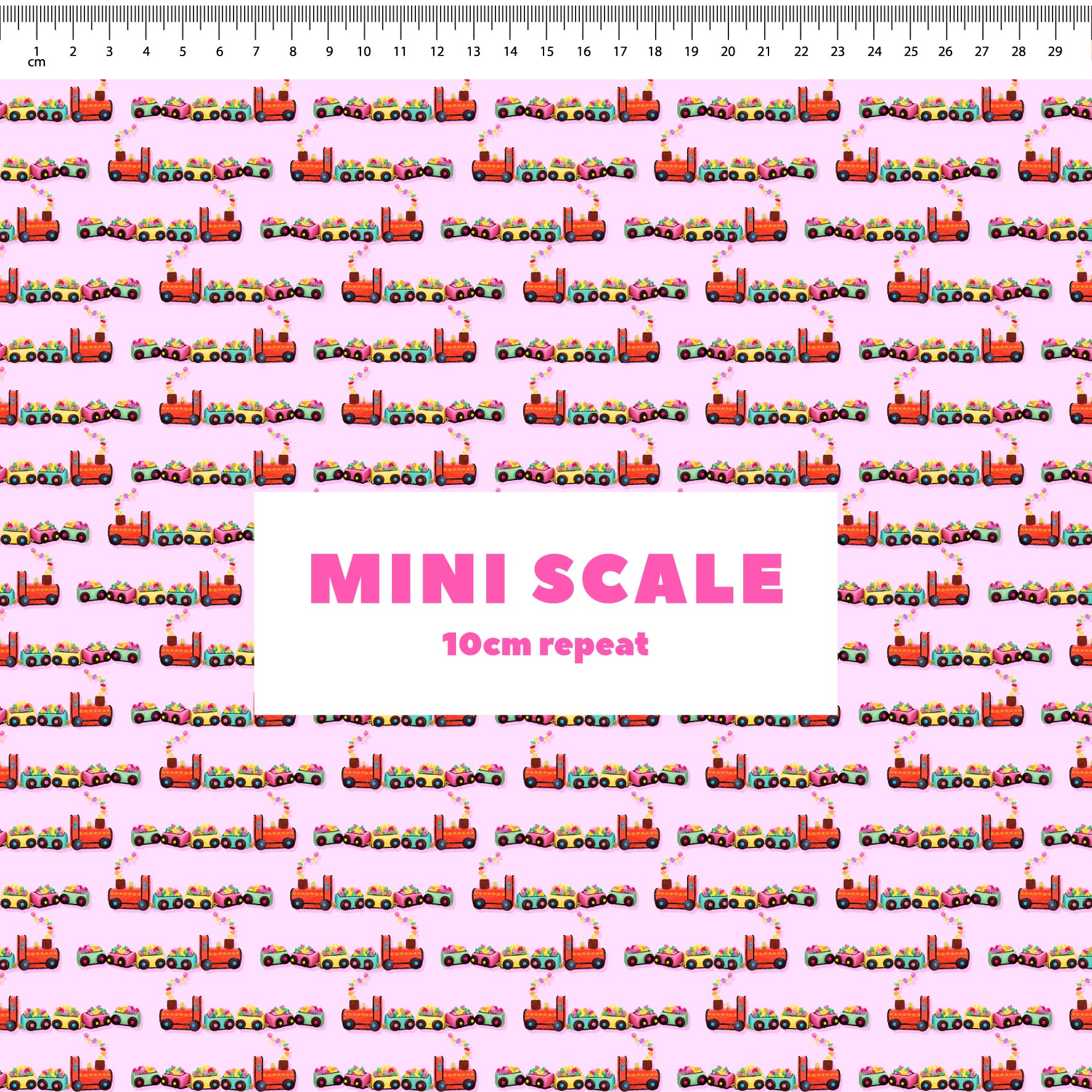 Preorder Fabric: Choo Choo Train Cake (Pink)