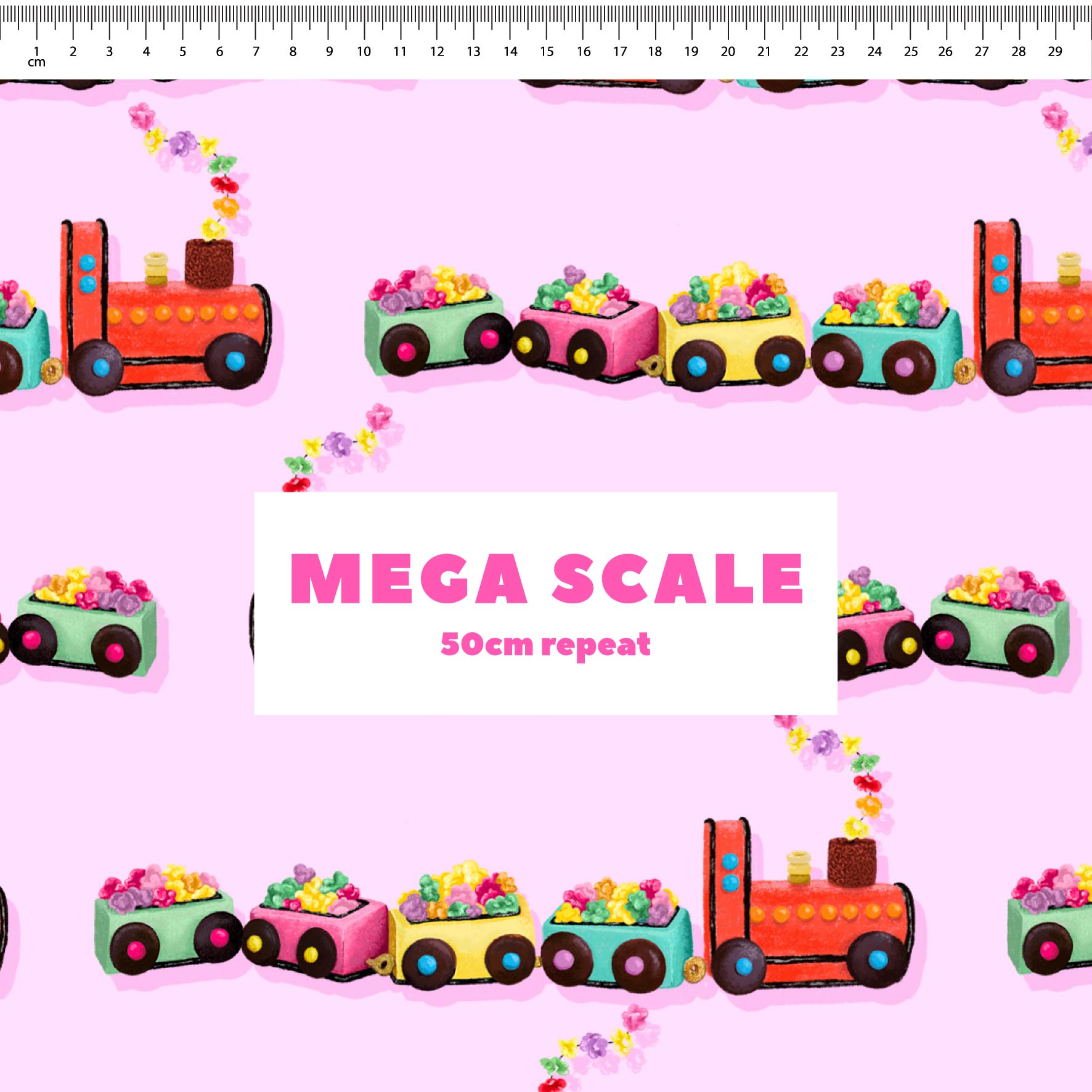Preorder Fabric: Choo Choo Train Cake (Pink)