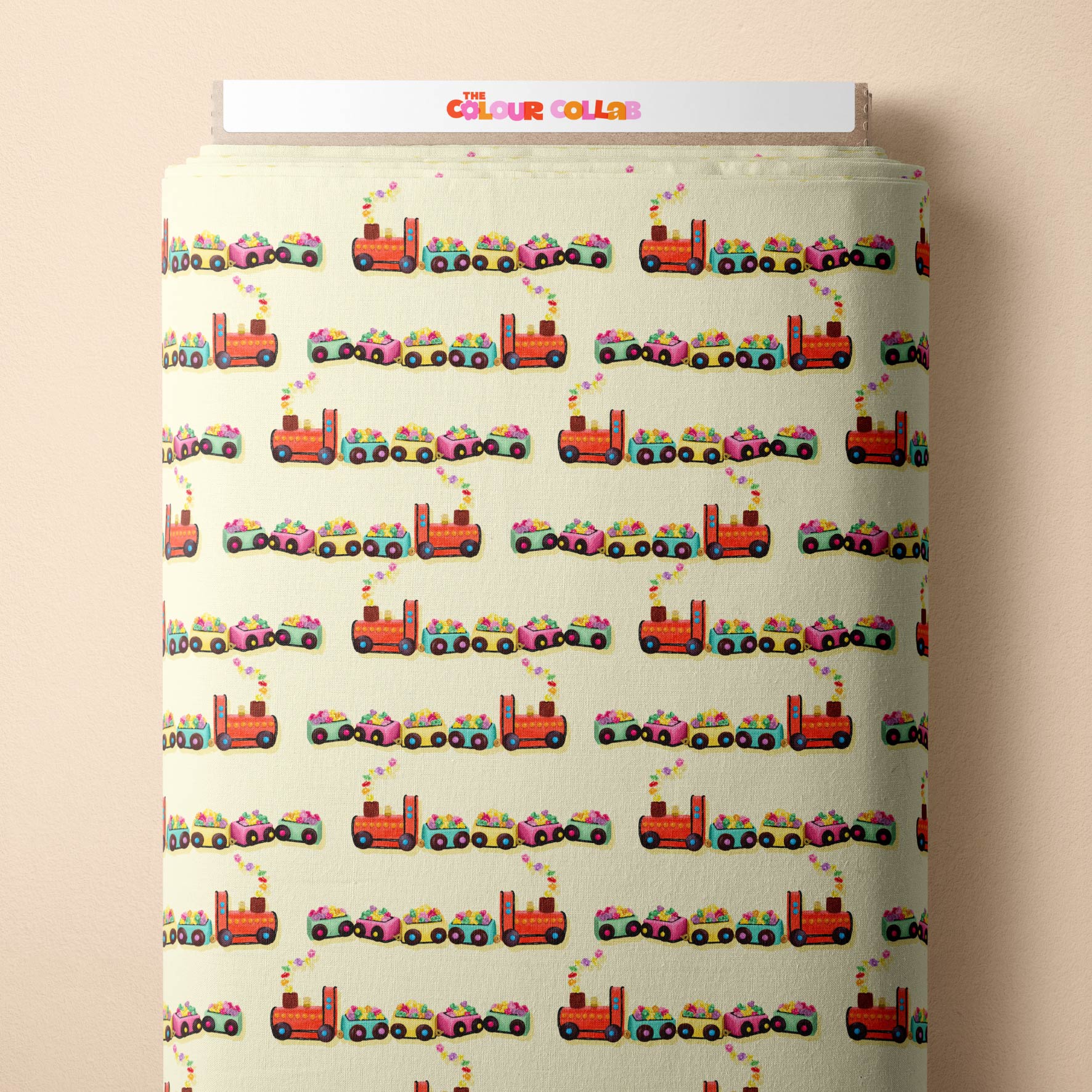 Choo Choo Train Cake (Yellow) - 1m - Quilting Cotton - Midi Scale