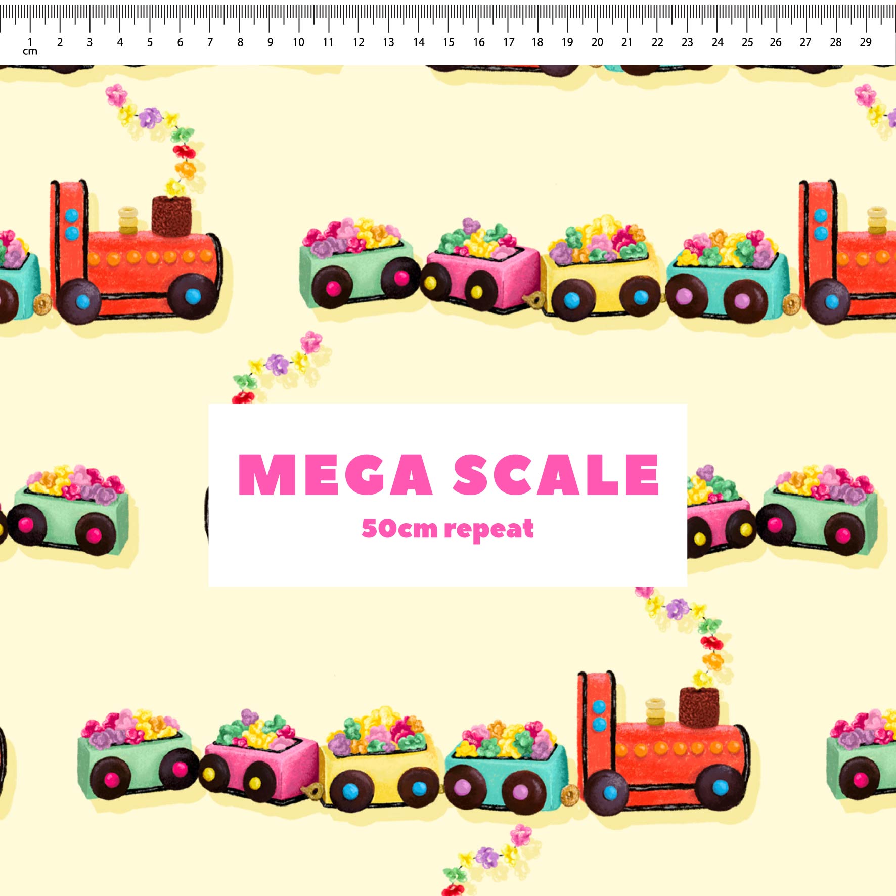 Preorder Fabric: Choo Choo Train Cake (Yellow)