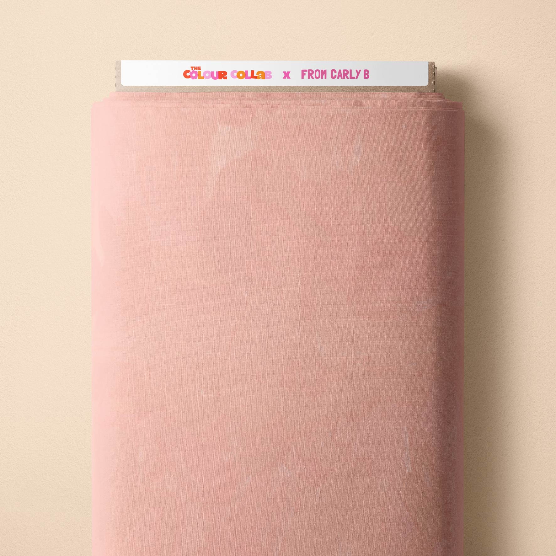 Plain Colour (Tutu) fabric by Carly B mock up on fabric bolt