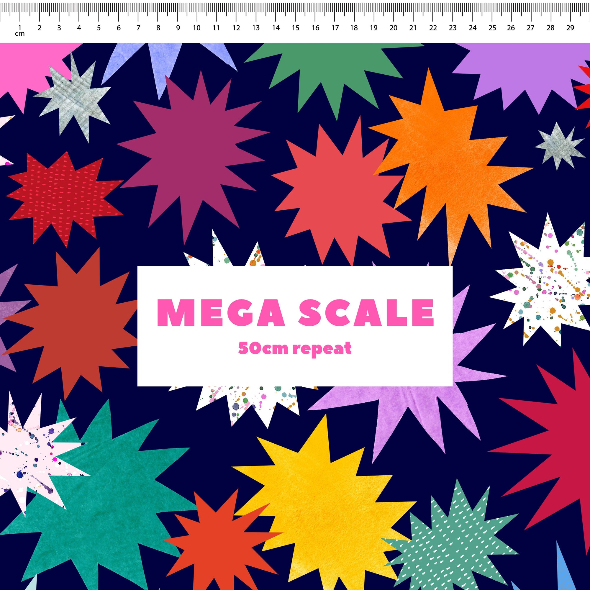 Twinkle (Navy) fabric print by Rachel Parker in 50cm Mega Scale