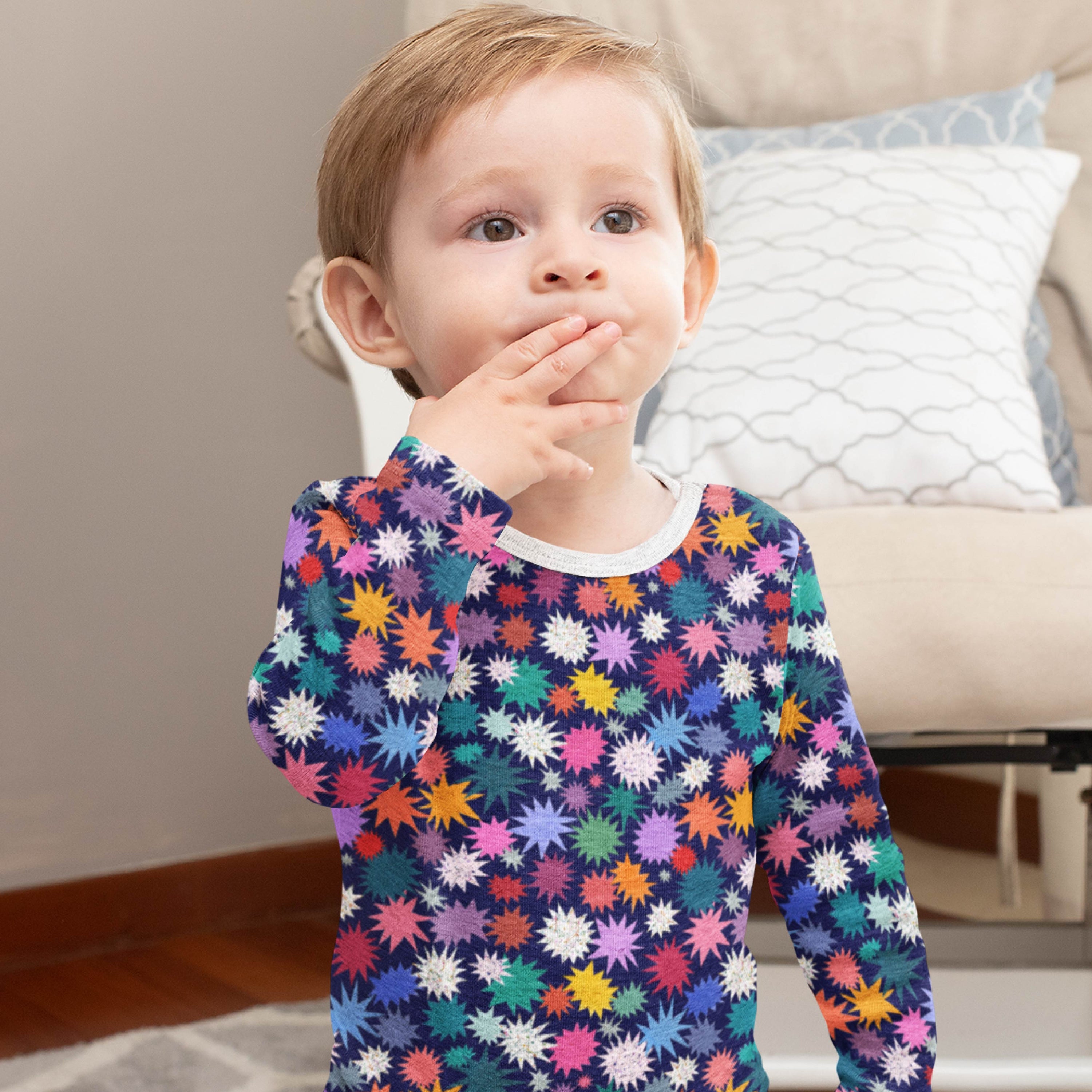 Twinkle (Navy) colourful printed fabric by Rachel Parker