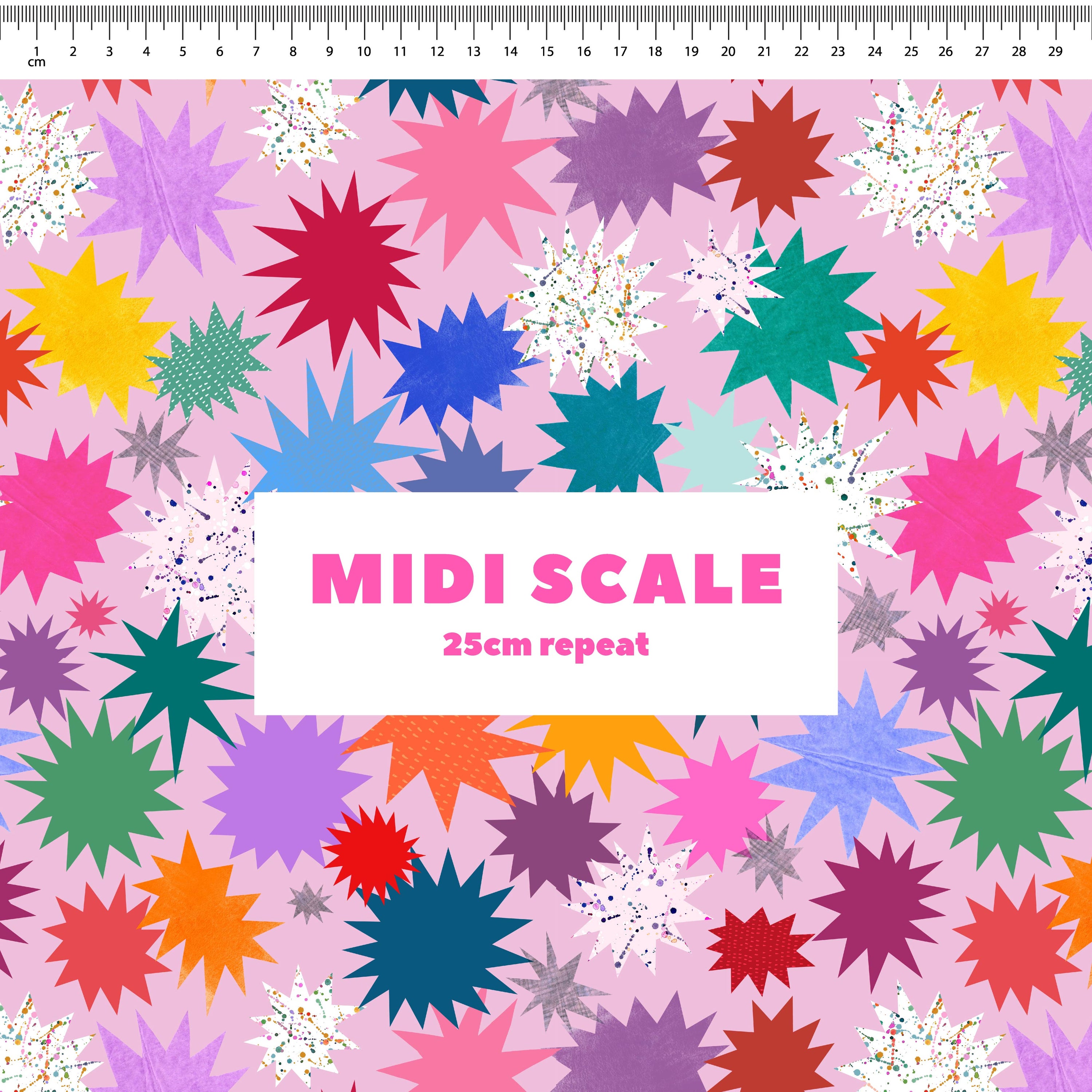 Twinkle (Rose) fabric design by Rachel Parker in 25cm Midi Scale