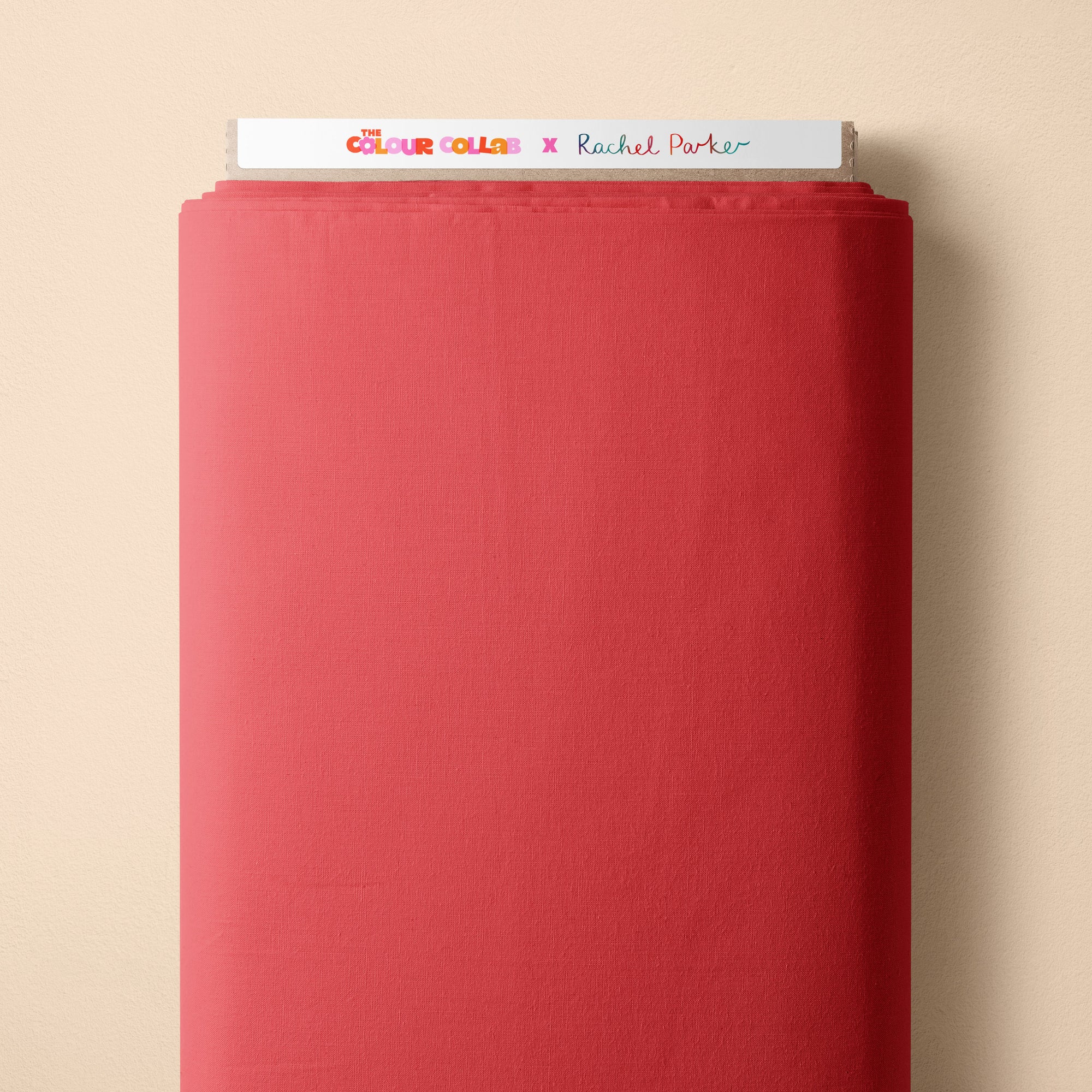 Plain Colour - Brightside (Very Berry) fabric by The Colour Collab mock up on fabric bolt