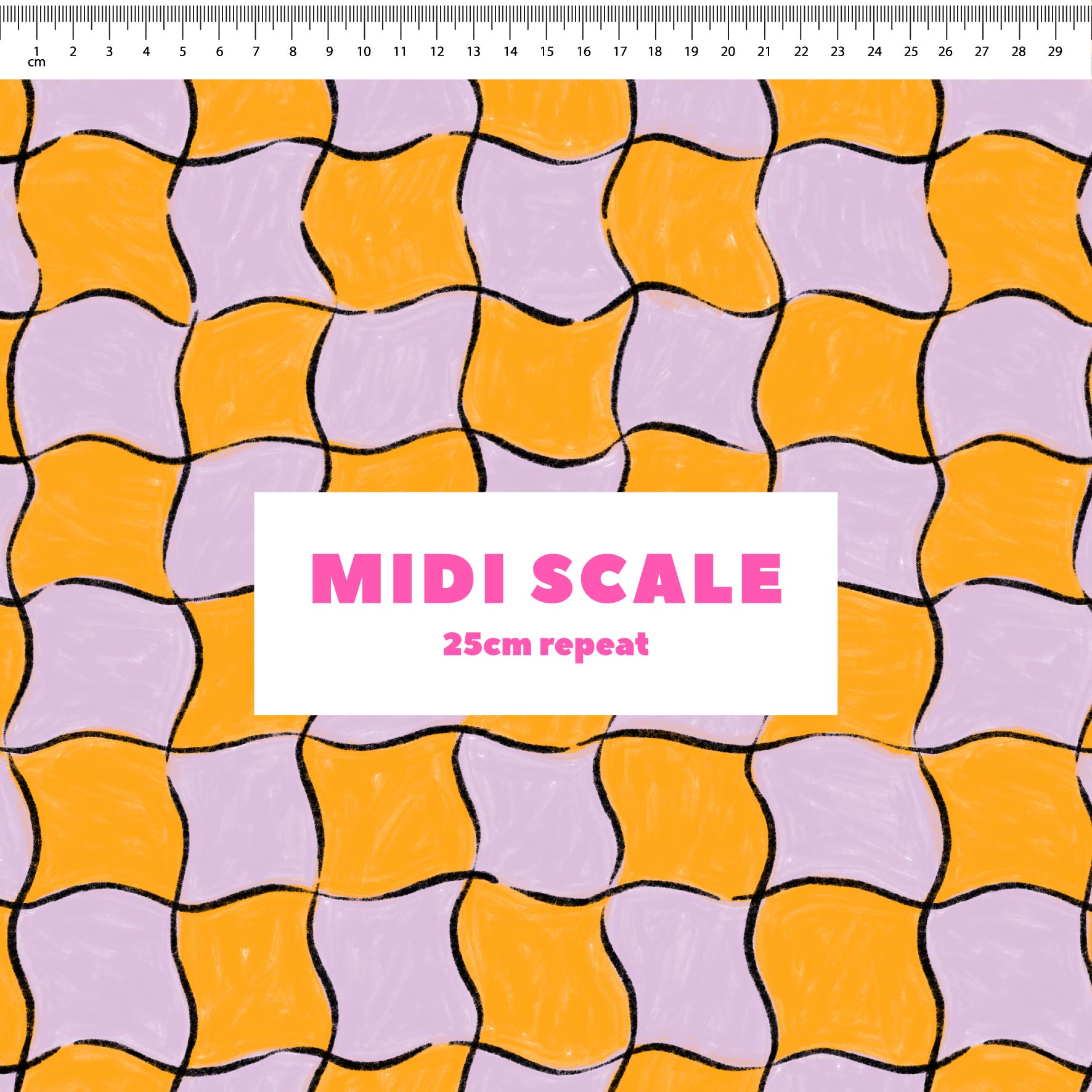 Whimsical Check (Launa & Marigold) fabric design by Carly B in 25cm Midi Scale