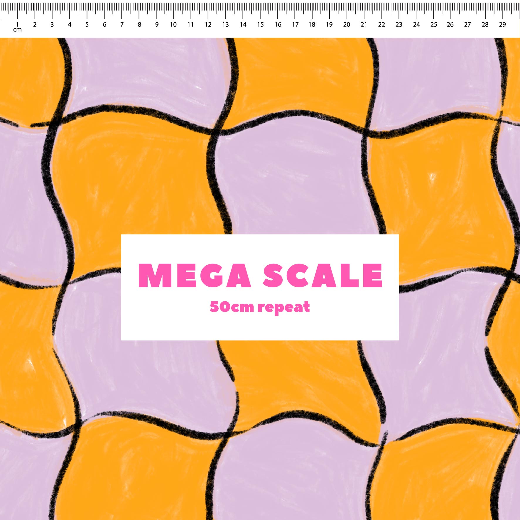 Whimsical Check (Launa & Marigold) fabric print by Carly B in 50cm Mega Scale