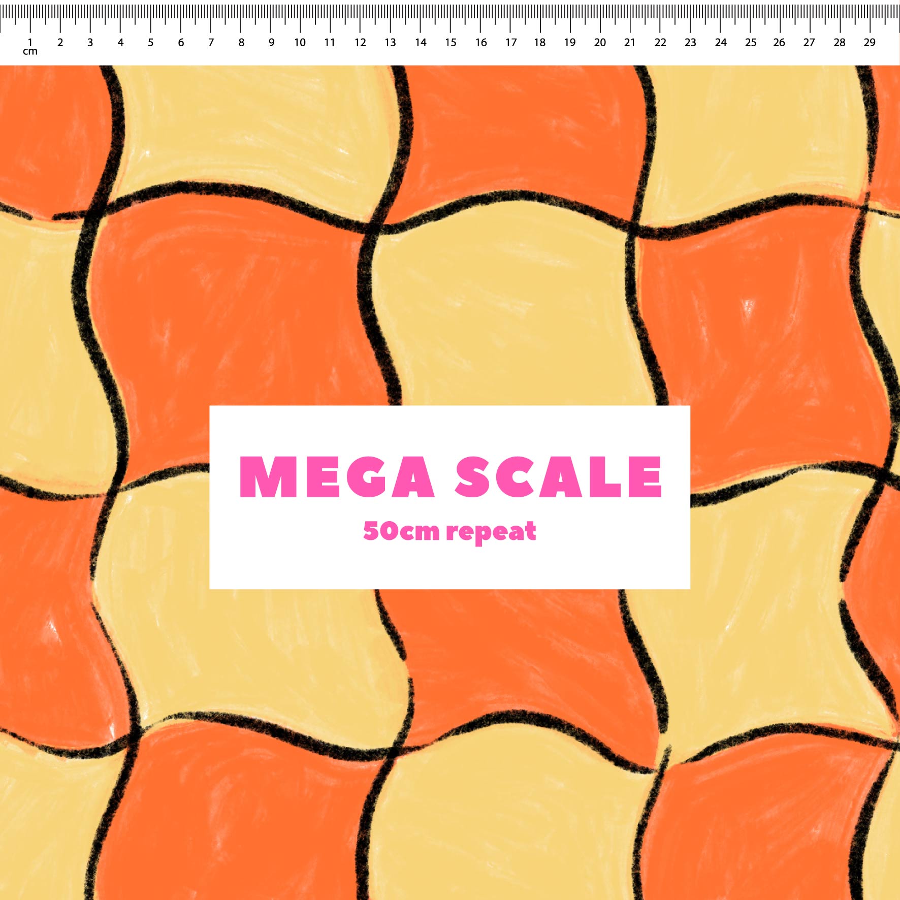 Whimsical Check (Smartie & Iris) fabric print by Carly B in 50cm Mega Scale