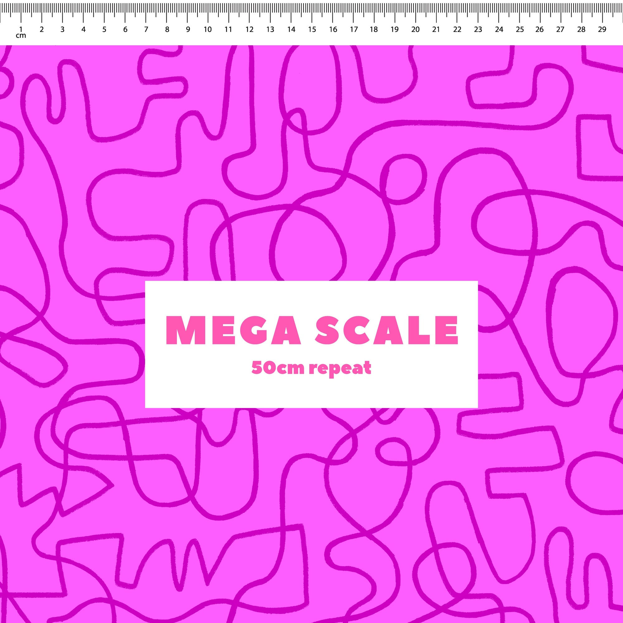 Wiggles (Purple Pop/Magenta) fabric print by Rachel Parker in 50cm Mega Scale