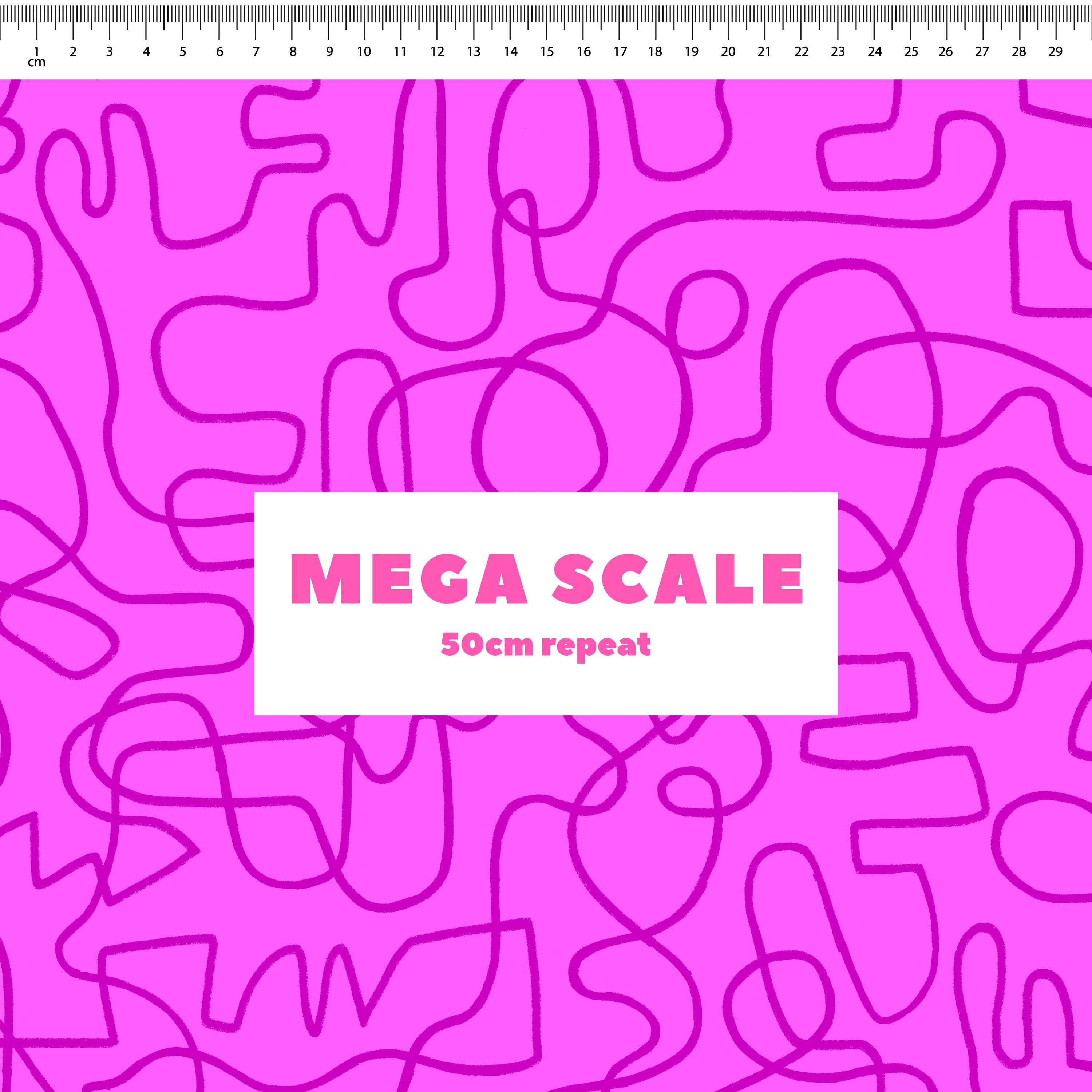 Wiggles (Purple Pop/Magenta) fabric print by Rachel Parker in 50cm Mega Scale