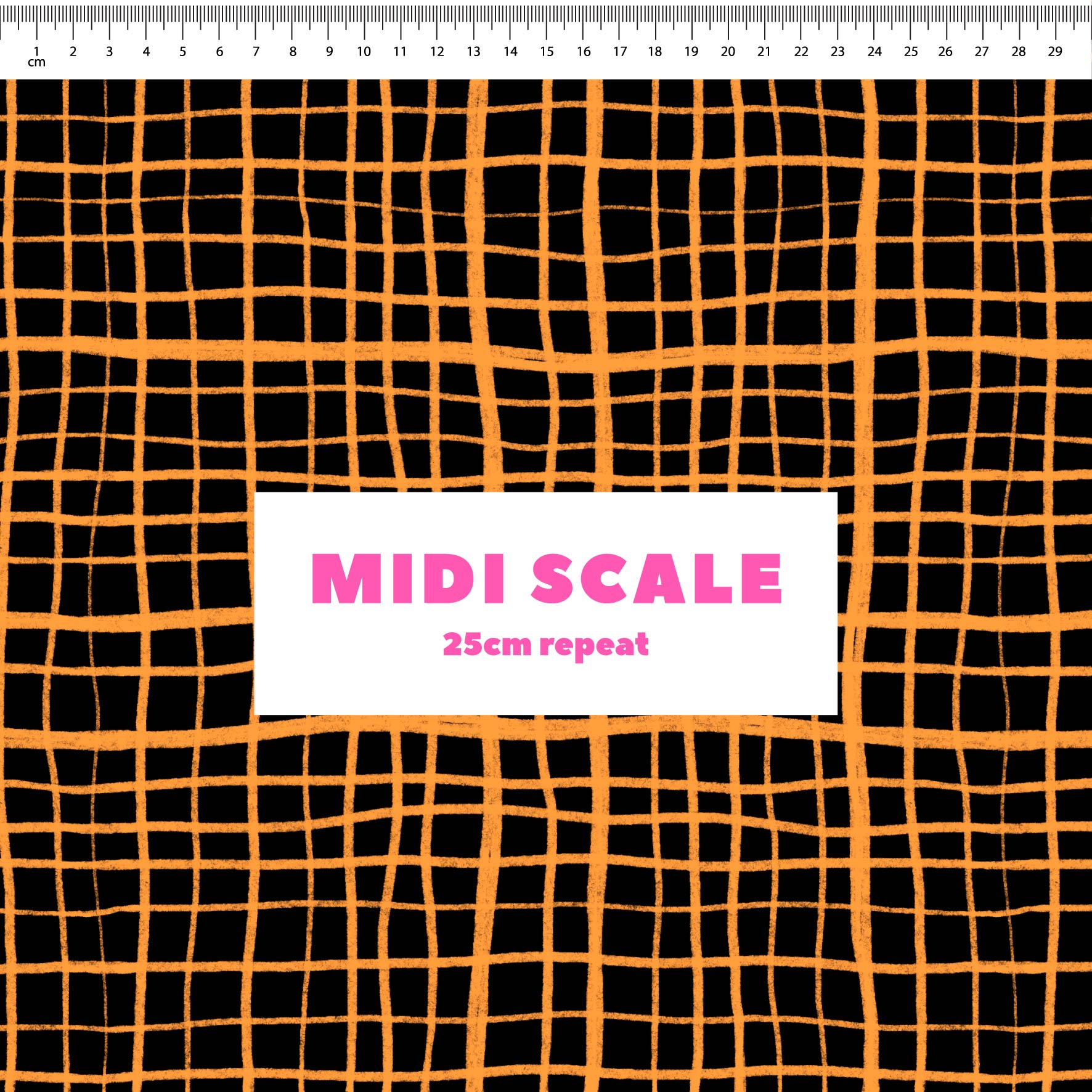 Preorder: Wonky Plaid (Orange on Black)
