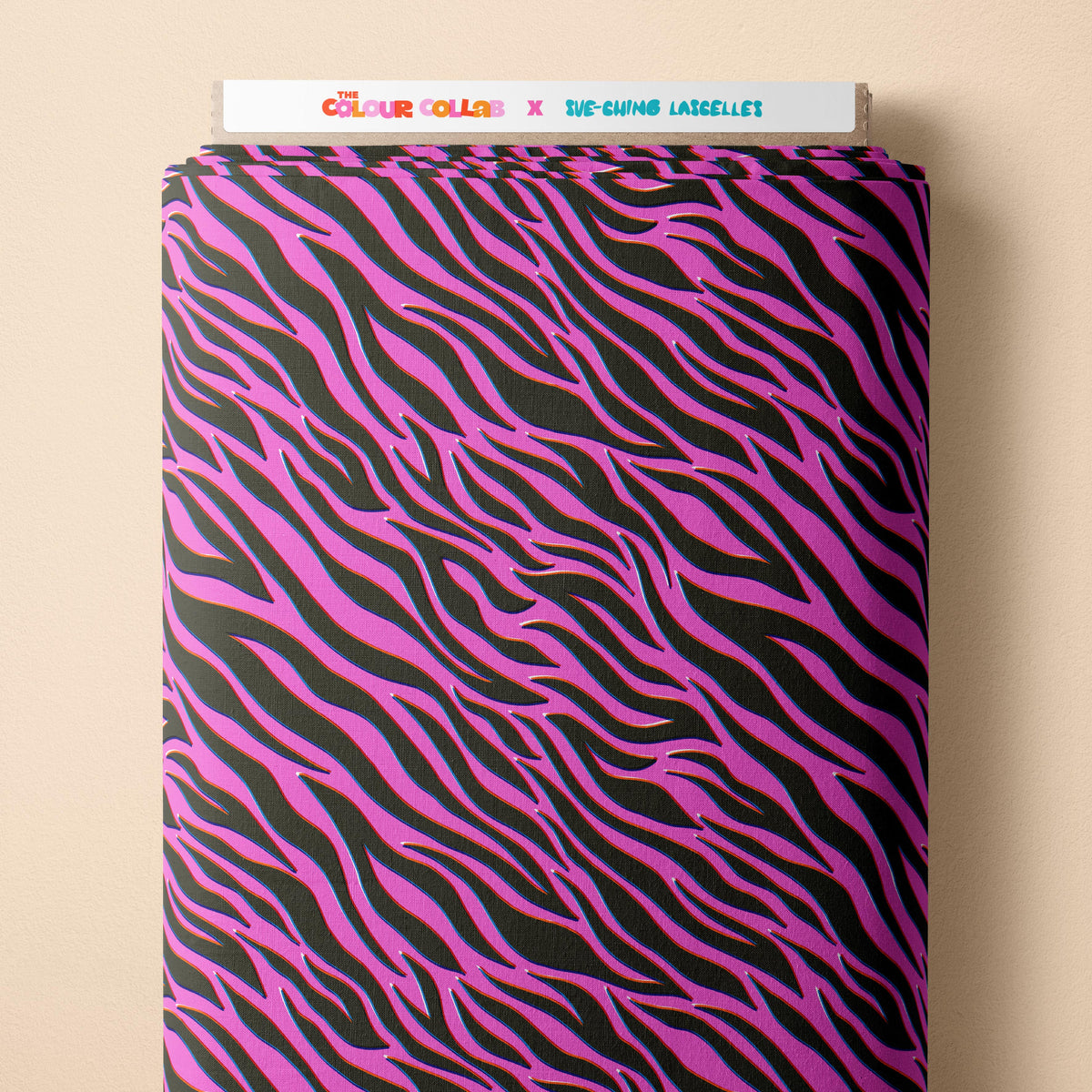 Zebra (Pink) Preorder Fabric by Sue-Ching Lascelles