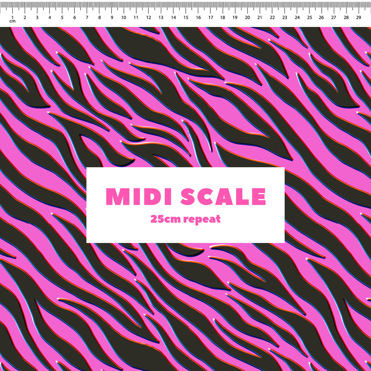 Zebra (Pink) Preorder Fabric by Sue-Ching Lascelles